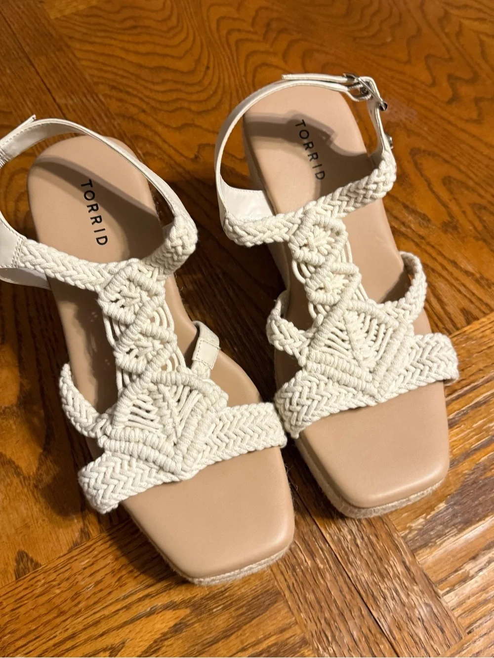 Torrid Macrame Cream Braided Espadrille Wedge Sandals Sz 11 WW